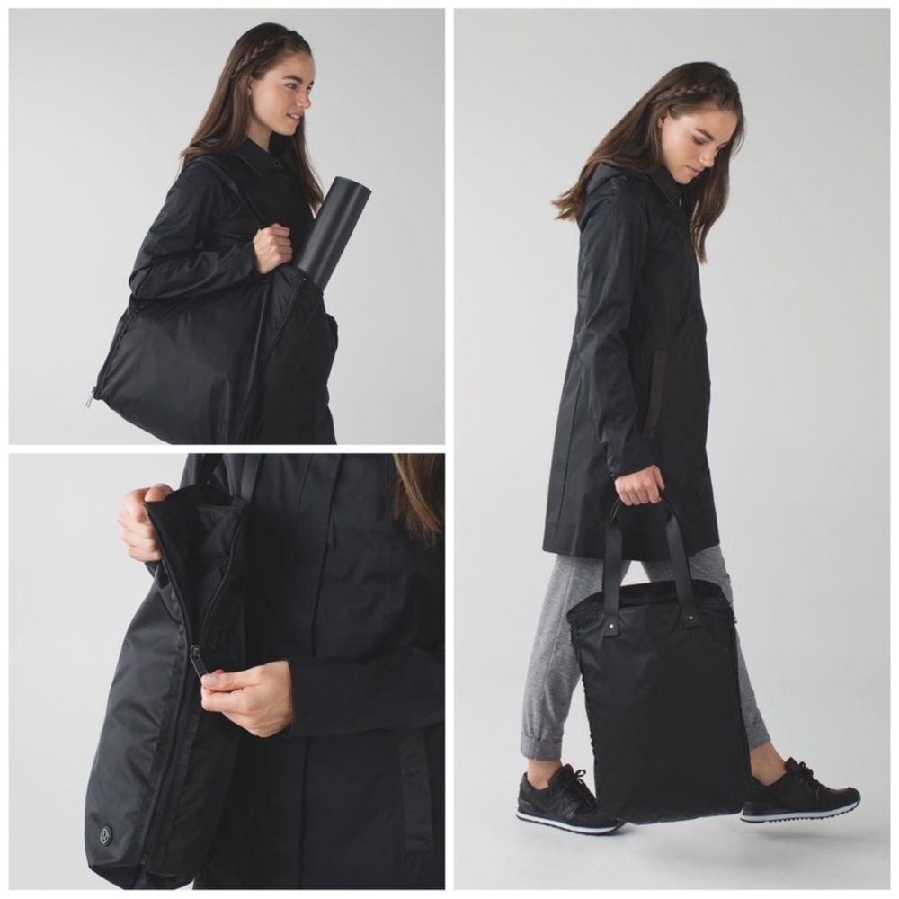 lululemon athletica Think Happy Black Tote Bag/Bring It Om Tote/Yoga Mat Bag